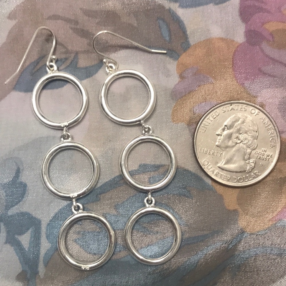 Sterling Silver 925 Circle Dangle Earrings